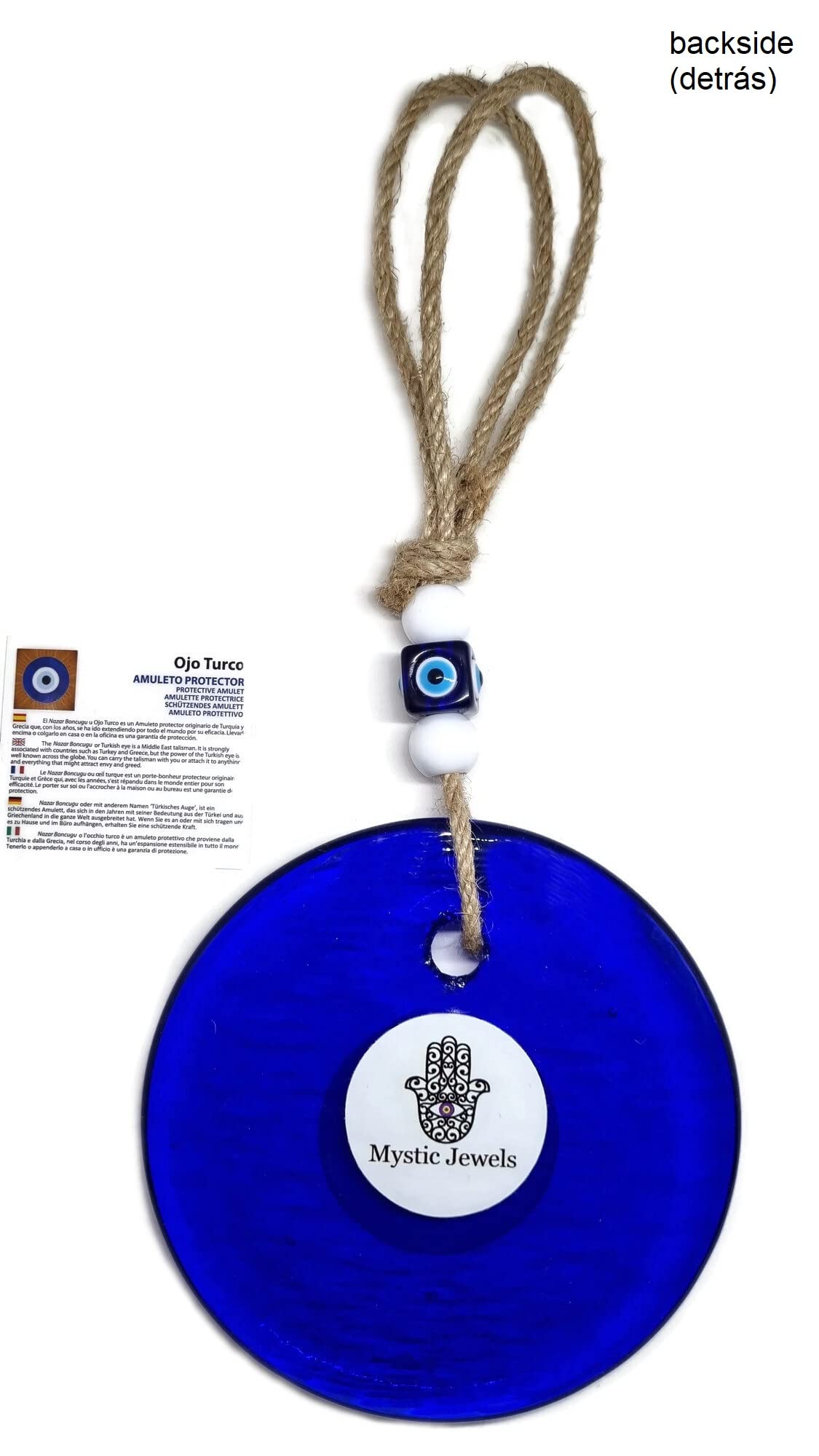 MYSTIC JEWELS - Ojo Turco Cristal Grande con Jude para Regalar - Amuleto Buene Suerte - Good Luck Ornament