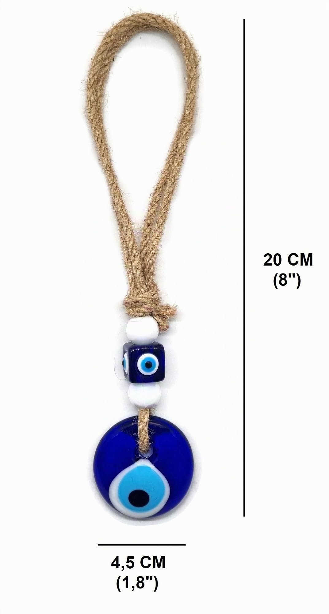 MYSTIC JEWELS - Ojo Turco con Jude para Casas, Coches - Amuleto Buene Suerte - Good Luck Ornament (Azul)