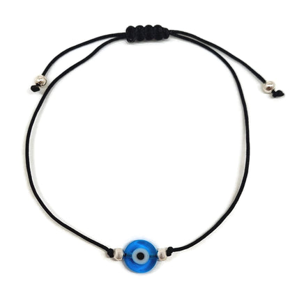 Pulsera Clásico Ojo de la Buene Suerte con Hilo Rojo para Regalar (Negro)