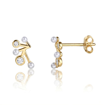 MYSTIC JEWELS - Pendientes de Plata de Ley 925 con Perlas, Diseño Minimalista, Cierre Mariposa, para Uso Diario, con Caja de Regalo