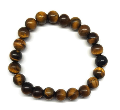 MYSTIC JEWELS - Pulsera de Piedra Natural con Cuentas – Pulsera Elástica Ajustable 17–21 cm – Piedras Semipreciosas Unisex (Ojo Tigre - 8mm)