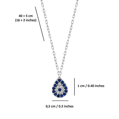 MYSTIC JEWELS - Collar de plata de ley 925 - con zirconitas - Colgante de Ojo Turco, para buena suerte, minimalista