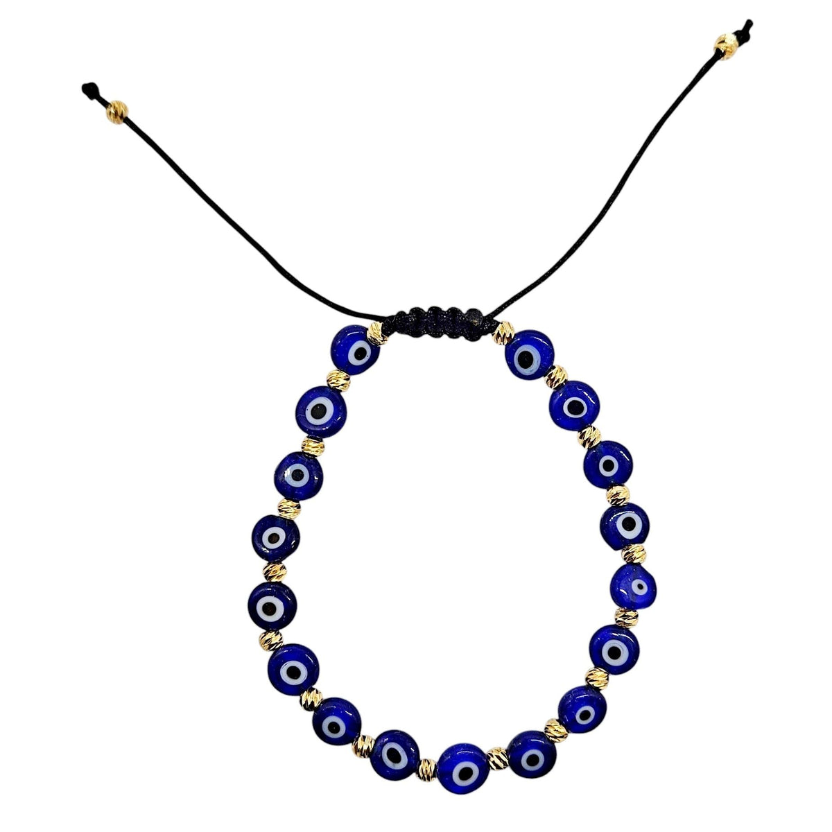 MYSTIC JEWELS Pulsera de Cuentas de Vidrio con Mal de Ojo Turco, Suerte y Protección (Azul Marino)