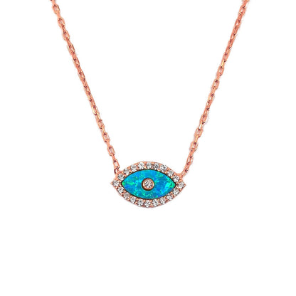 MYSTIC JEWELS by Dalia - Collar Ópalo en Forma de Ojo Turco, Plata de Ley 925 con circonita cúbica