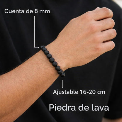 MYSTIC JEWELS - Pulsera de Piedra Natural con Cuentas – Pulsera Elástica Ajustable 17–21 cm – Piedras Semipreciosas Unisex