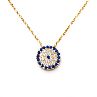 MYSTIC JEWELS By Dalia - Plata de ley 925 Collar con colgante de ojo turco - redondo con circonita cúbica