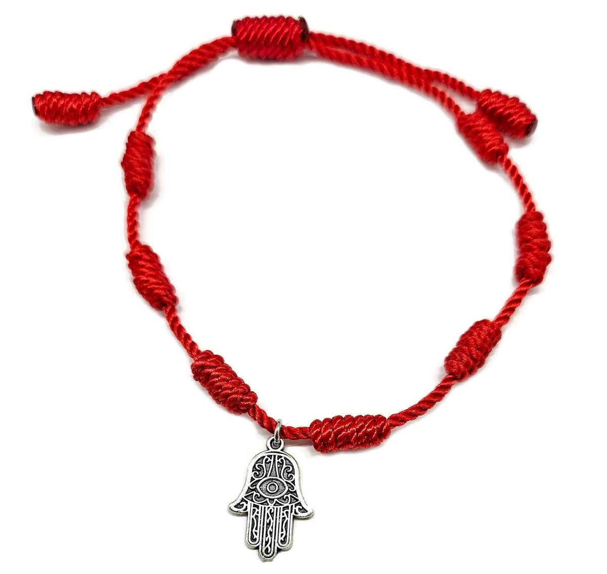 MYSTIC JEWELS By Dalia - Pulsera con nudos Roja con Amuleto - ajustable - protección de mal de ojo, buena suerte - para Mujer y Hombre