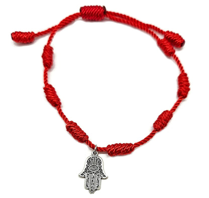 MYSTIC JEWELS By Dalia - Pulsera con nudos Roja con Amuleto - ajustable - protección de mal de ojo, buena suerte - para Mujer y Hombre
