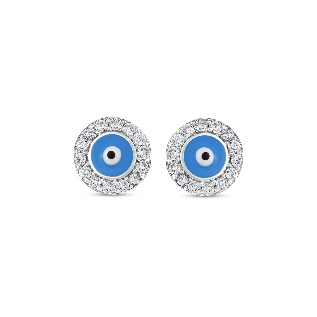 MYSTIC JEWELS - Pendiente de ojo turco de plata de ley 925 con circonitas y esmaltado, ideal para regalar en el Día de la Madre, aniversarios y cumpleaños (Turquesa)