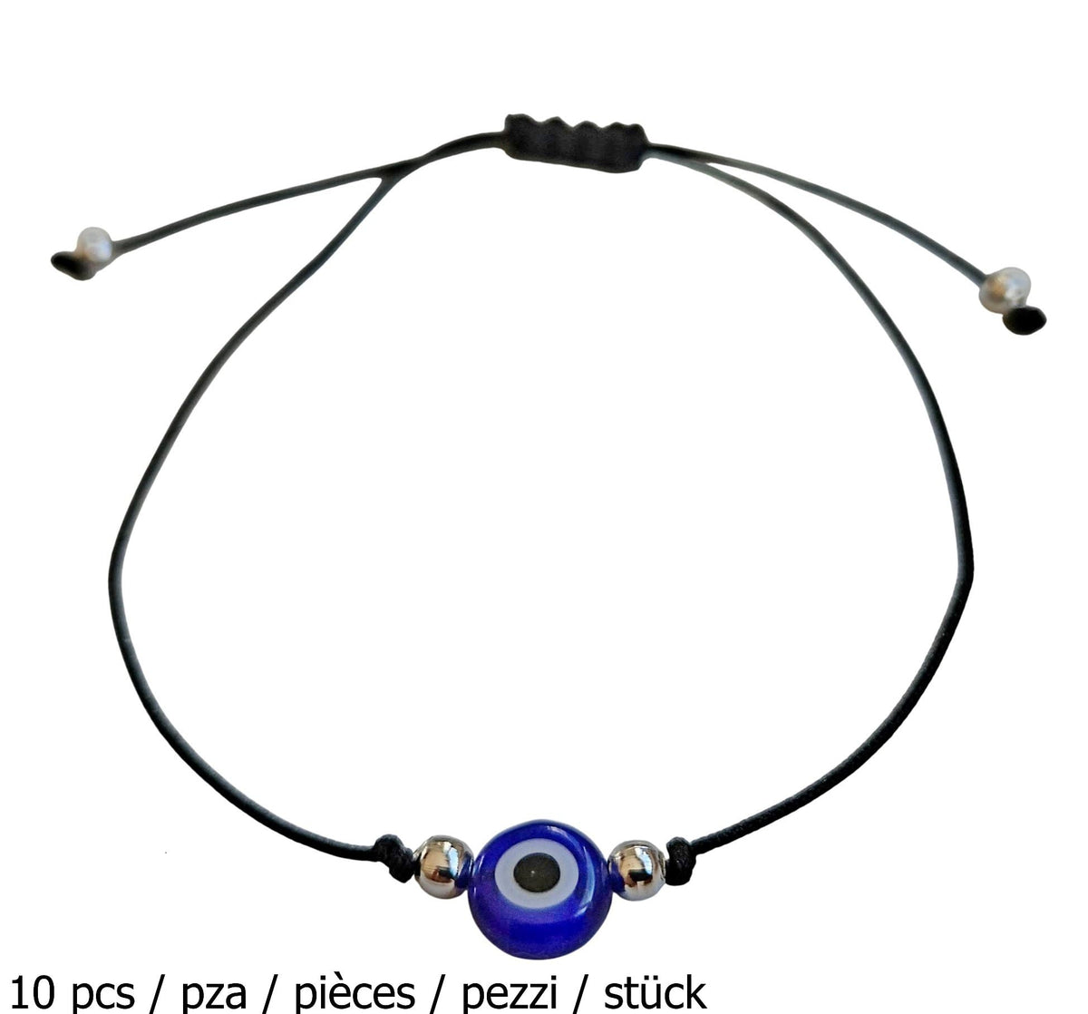 MYSTIC JEWELS - 10 Piezas Pulsera de Protección con Ojo Turco Azul Marino, Cordón Rojo Ajustable, Amuleto de la Suerte