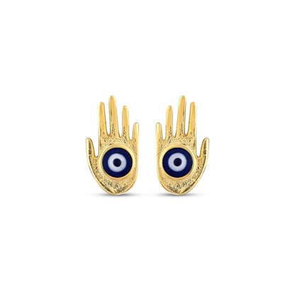 MYSTIC JEWELS - Pendiente de Plata 925 con Mano de Fátima y Ojo Turco de Esmalte para mujer, aretes
