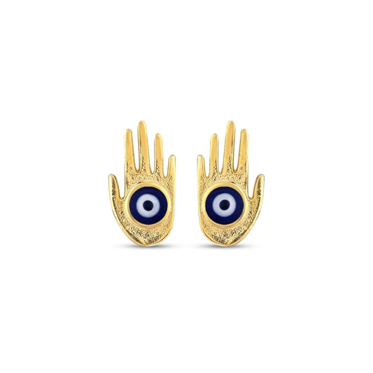MYSTIC JEWELS - Pendiente de Plata 925 con Mano de Fátima y Ojo Turco de Esmalte para mujer, aretes