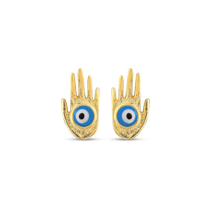 MYSTIC JEWELS - Pendiente de Plata 925 con Mano de Fátima y Ojo Turco de Esmalte para mujer, aretes (Turquesa)