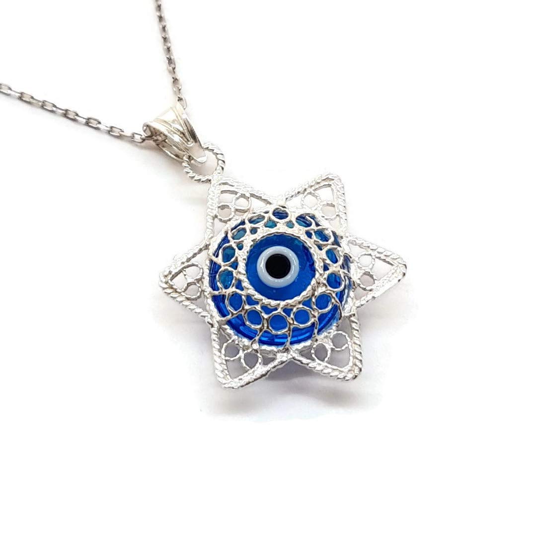 MYSTIC JEWELS By Dalia - Collar Filigrana con Ojo Turco Plata de Ley 925 (Estrella de David)