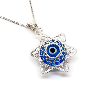 MYSTIC JEWELS By Dalia - Collar Filigrana con Ojo Turco Plata de Ley 925 (Estrella de David)