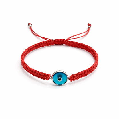 MYSTIC JEWELS - Pulsera de Macramé con Ojo Turco en Plata de Ley 925 (Rojo)