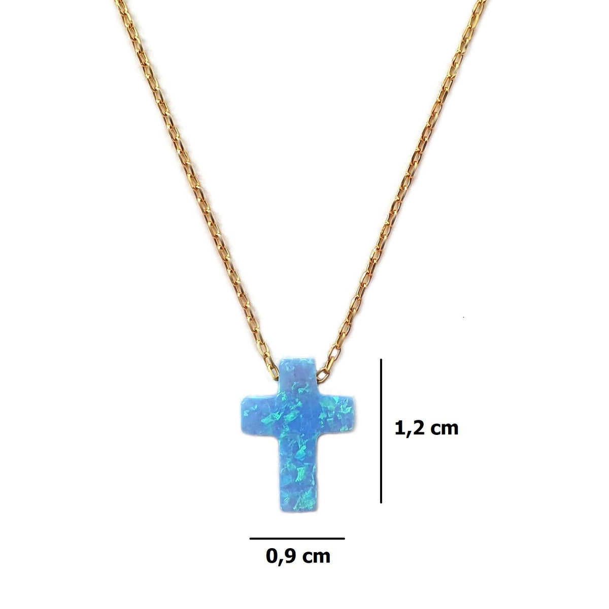 MYSTIC JEWELS by Dalia Collar con colgante en forma de Cruz, plata de ley 925, ópalo sintético, Longitud 40 cm + 5 cm Ajustable…