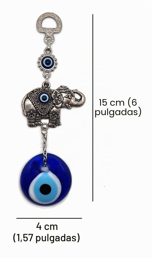 MYSTIC JEWELS - Amuleto de Ojo Turco con Elefante para Colgar en casa, Buena Suerte, protección