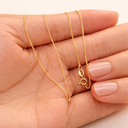 MYSTIC JEWELS - Cadena Veneciana de Plata de Ley 925, Chapada en Oro, 1 mm, Collar Fino Ajustable Minimalista Para Mujer
