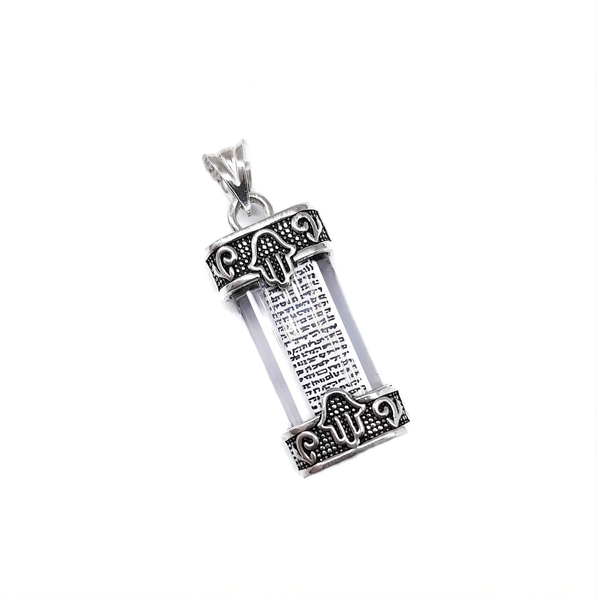 MYSTIC JEWELS - Colgante de Mezuzá en Plata de Ley 925 – Inscripción del Shemá Israel en Hebreo (Incluye Bolsa de Regalo