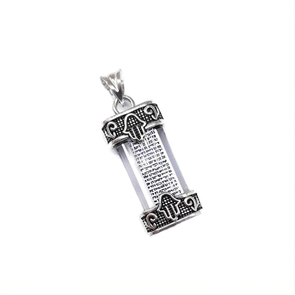 MYSTIC JEWELS - Colgante de Mezuzá en Plata de Ley 925 – Inscripción del Shemá Israel en Hebreo (Incluye Bolsa de Regalo