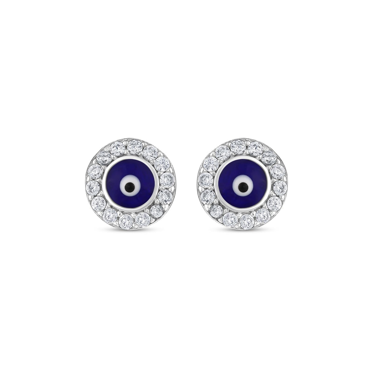 MYSTIC JEWELS - Pendiente de ojo turco de plata de ley 925 con circonitas y esmaltado, ideal para regalar en el Día de la Madre, aniversarios y cumpleaños
