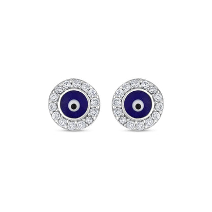 MYSTIC JEWELS - Pendiente de ojo turco de plata de ley 925 con circonitas y esmaltado, ideal para regalar en el Día de la Madre, aniversarios y cumpleaños