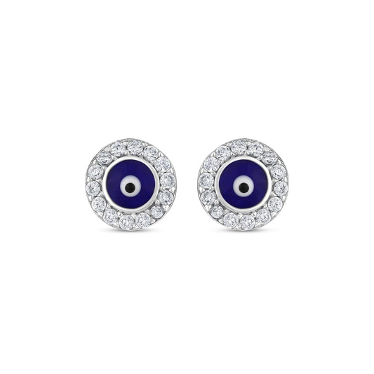 MYSTIC JEWELS - Pendiente de ojo turco de plata de ley 925 con circonitas y esmaltado, ideal para regalar en el Día de la Madre, aniversarios y cumpleaños