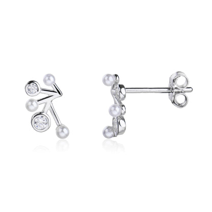 MYSTIC JEWELS - Pendientes de Plata de Ley 925 con Perlas, Diseño Minimalista, Cierre Mariposa, para Uso Diario, con Caja de Regalo (Plata de ley 925)