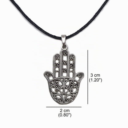 MYSTIC JEWELS - Colgante Mano de Fatima (Hamsa) para buena suerte y mal de ojo, mujeres y hombres, regalar