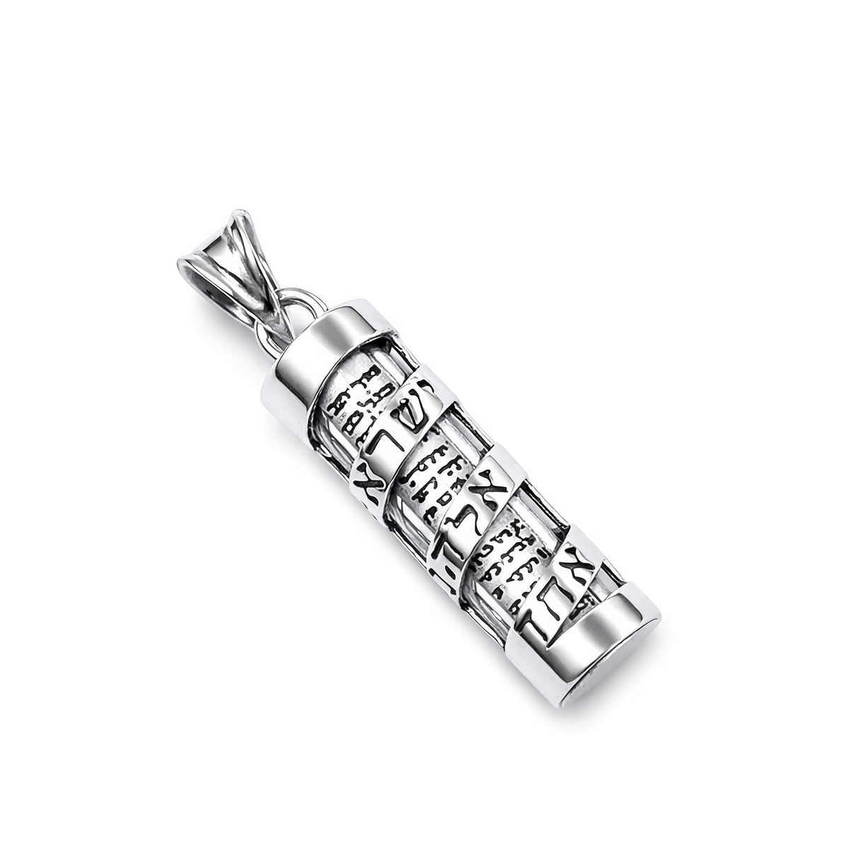 MYSTIC JEWELS - Colgante de Mezuzá en Plata de Ley 925 – Inscripción del Shemá Israel en Hebreo (Incluye Bolsa de Regalo (Shema)