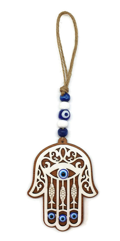 Mystic Jewels - Colgante Mano de Fatima con ojo turco para pared y evitar mal ojos en tu casa