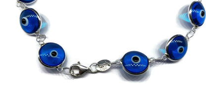 MYSTIC JEWELS - Pulsera de Plata con Amuleto Mal de Ojo, Protección y Buena Suerte