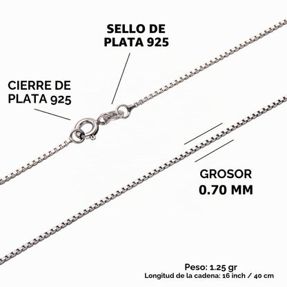 MYSTIC JEWELS - Cadena Veneciana Fina de Plata de Ley 925 con baño de Rodio, para Mujer, Disponible en 40, 45, 50, 55, 60, 70 cm