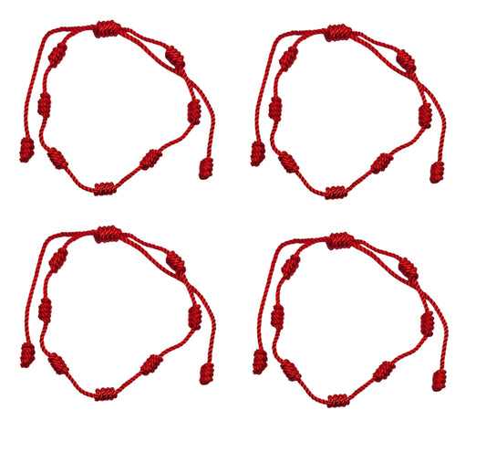 MYSTIC JEWELS - Pulsera de Cuerda Roja con 7 Chakras, Amuleto de Protección y Buena Suerte, Ajustable, Hecha a Mano, para Mujeres y Hombres, Símbolo de Amistad