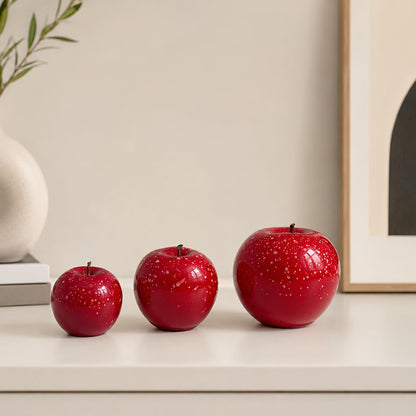 MYSTIC JEWELS - Manzana Decorativa Roja para Mesa, Figura Moderna para Decoración del Hogar, Ornamento de Poliéster