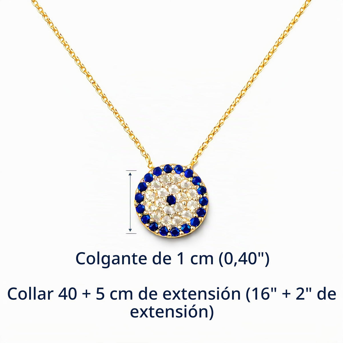 MYSTIC JEWELS By Dalia - Plata de ley 925 Collar con colgante de ojo turco - redondo con circonita cúbica