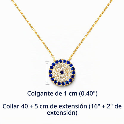 MYSTIC JEWELS By Dalia - Plata de ley 925 Collar con colgante de ojo turco - redondo con circonita cúbica