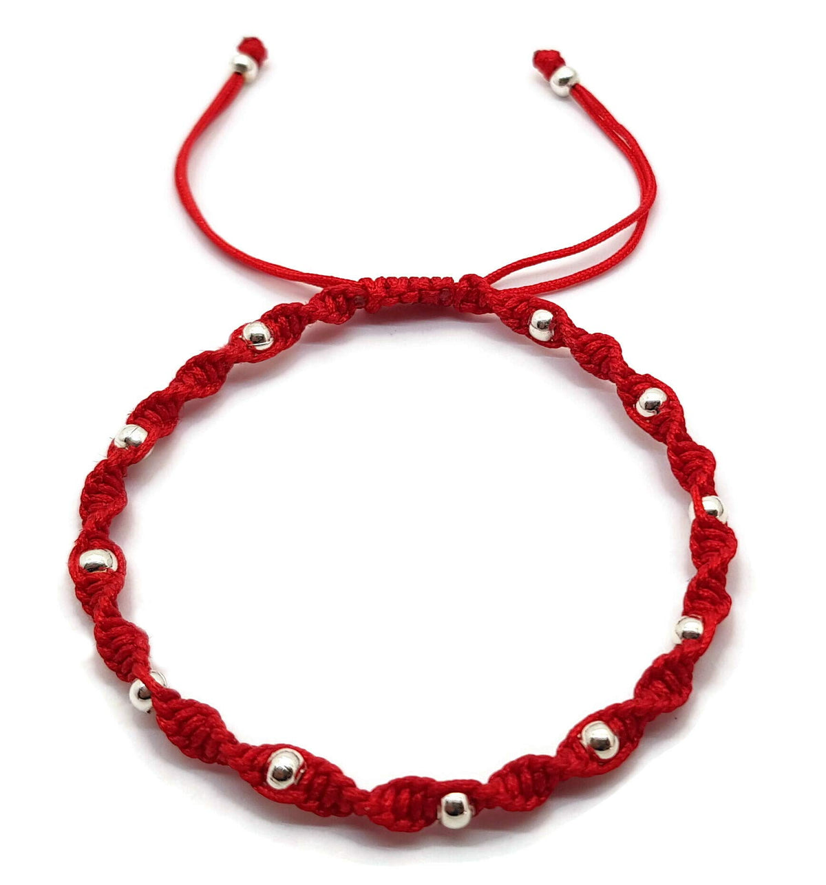 MYSTIC JEWELS - Pulsera Kabbalah de Hilo de Colores con bolas, amuleto, protección mal de ojo, buena suerte, good luck (Rojo)