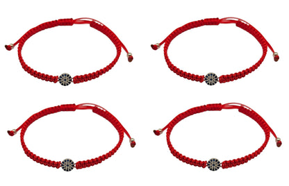 MYSTIC JEWELS - Pulsera de Cuerda Roja con 7 Chakras, Amuleto de Protección y Buena Suerte, Ajustable, Hecha a Mano, para Mujeres y Hombres, Símbolo de Amistad (Ojo Turco (4 pza))