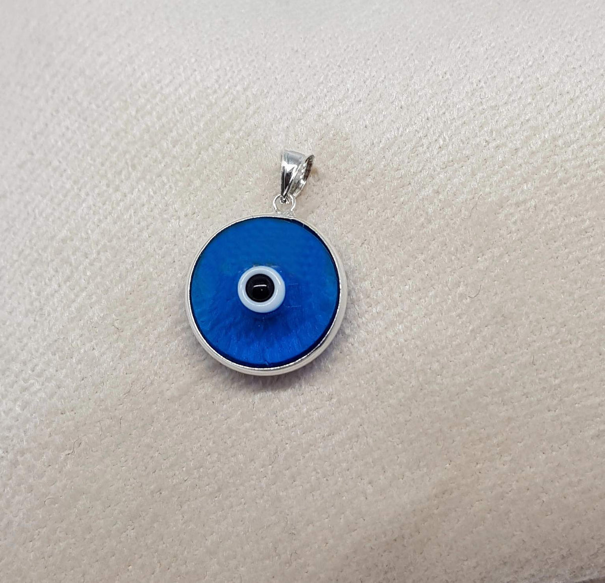MYSTIC JEWELS by Dalia - Colgante mal de ojo de cristal para la buena suerte - plata de ley 925 - Diametro de Dije 15 mm