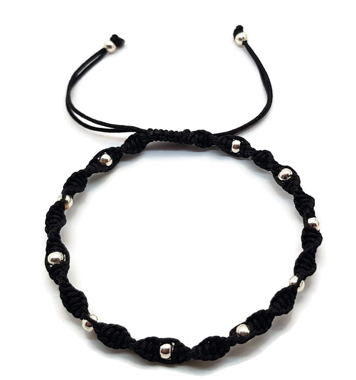 MYSTIC JEWELS - Pulsera Kabbalah de Hilo de Colores con bolas, amuleto, protección mal de ojo, buena suerte, good luck (Negro)