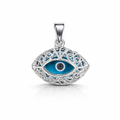 MYSTIC JEWELS - Dije Colgante de Filigrana Ojo Turco - Plata de Ley 925 y Cristal - Incluye Bolsita de Regalo