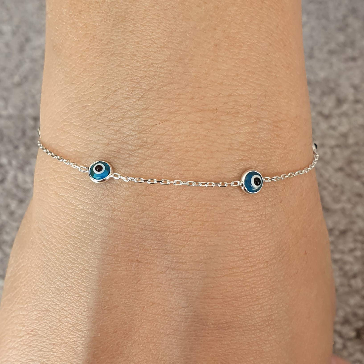 MYSTIC JEWELS by Dalia - 19cm Pulsera de Plata Mal de Ojo - para Regalar (Azul Claro)