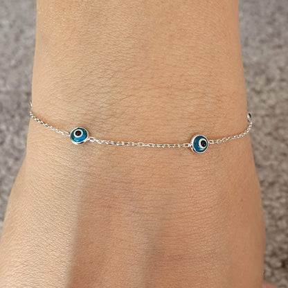 MYSTIC JEWELS by Dalia - 19cm Pulsera de Plata Mal de Ojo - para Regalar (Azul Claro)