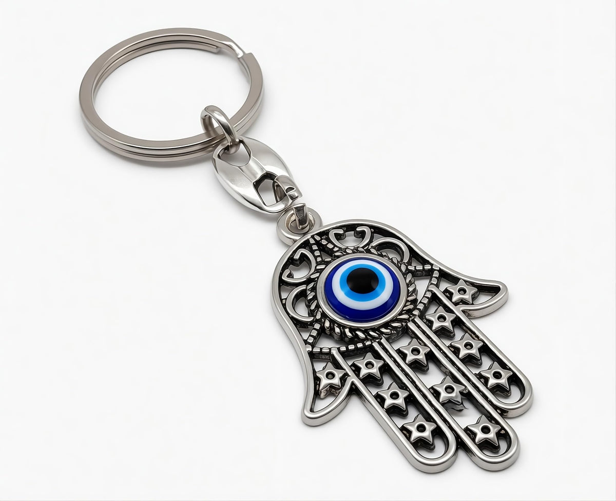 MYSTIC JEWELS By Dalia - Llavero Ojo Turco Mano de Fatima - Hamsa - Amuleto Buene Suerte - Good Luck Keychain - para Regalar