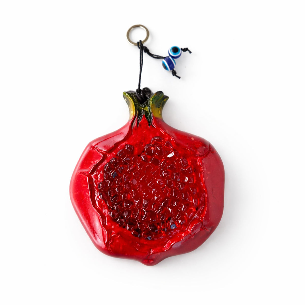 MYSTIC JEWELS - Adorno de Granada de Cristal Artesanal con Ojo Turco - Amuleto de Pared para Suerte y Prosperidad - Decoración del Hogar, Disponible en 2 Tamaños