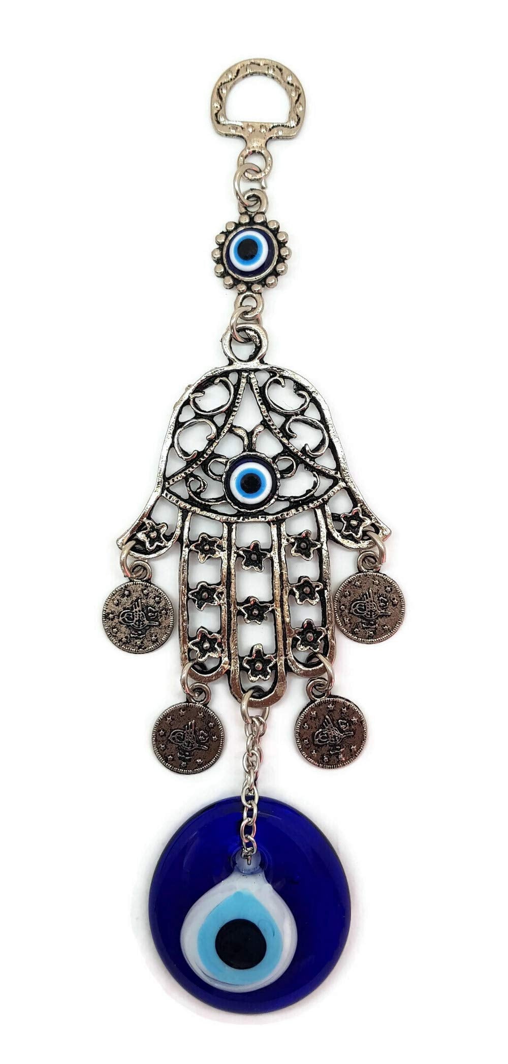 Mystic Jewels - Colgante Ojo Turco con Mano de Fatima para Pared y Evitar Mal Ojos en tu casa