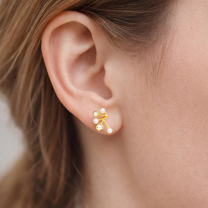 MYSTIC JEWELS - Pendientes de Plata de Ley 925 con Perlas, Diseño Minimalista, Cierre Mariposa, para Uso Diario, con Caja de Regalo