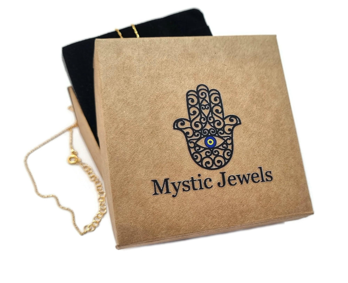 MYSTIC JEWELS - Collar de Mano de Fátima con Madre Perla Sintética en Plata de ley 925